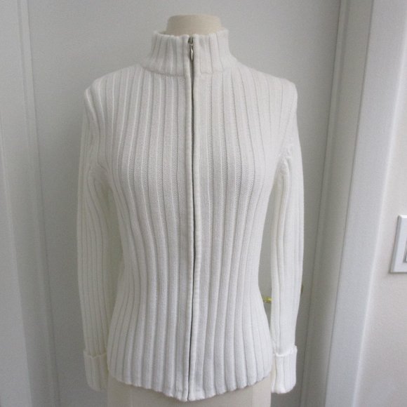 St. John's Bay Full Zip White Cardigan - Picture 1 of 6